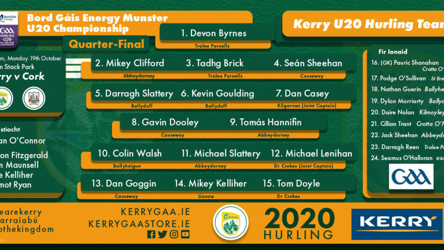 Team Announcement: Kerry U-20 vs Cork