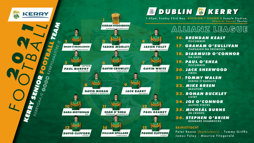 Team Announcement: Kerry vs Dublin – AFL