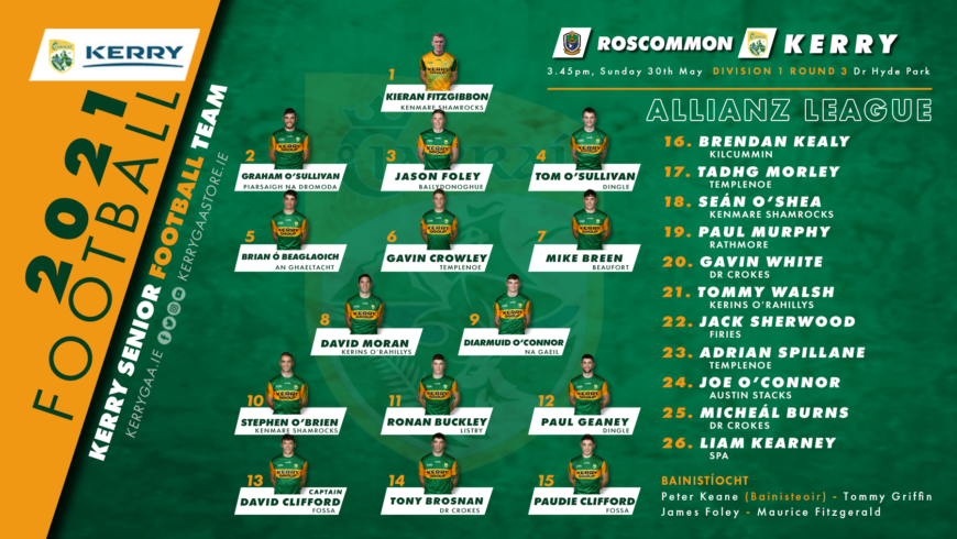 Team Announcement: Kerry vs Roscommon