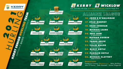 Team Announcement: Kerry vs Wicklow – Allianz Hurling League, Roinn 2A