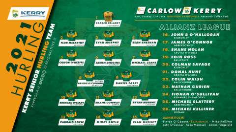 Team Announcement: Kerry vs Carlow, Allianz Hurling League