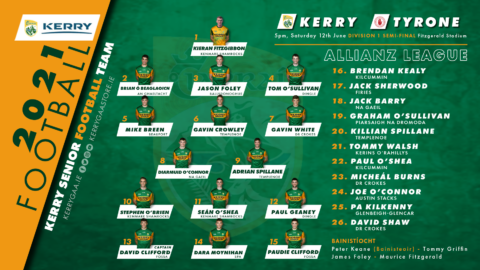 Team Announcement: Kerry vs Tyrone, Allianz Football League