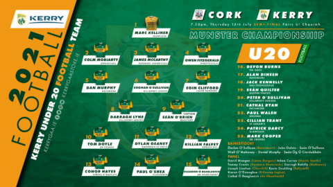 Team Announcement: Kerry vs Cork – EirGrid Munster U20 Football Championship Semi-Final