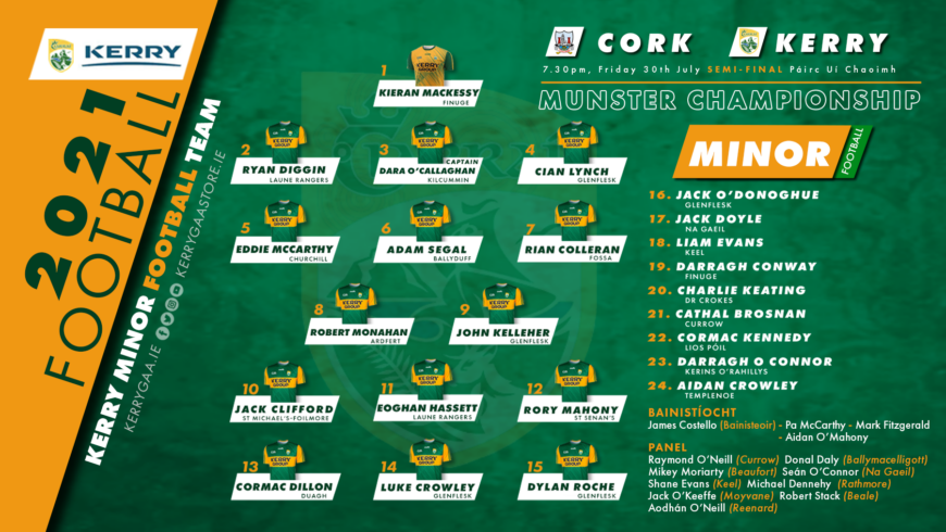 Team Announcement: Kerry vs Cork, Munster Minor Football Semi-Final