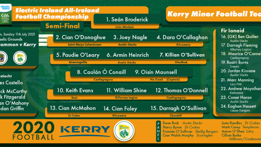 Team Announcement: Kerry Minors vs Roscommon – All Ireland Semi-Final