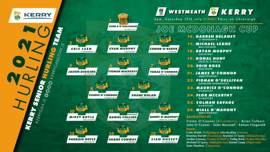 Team Announcement: Kerry vs Westmeath, Joe McDonagh Cup Final