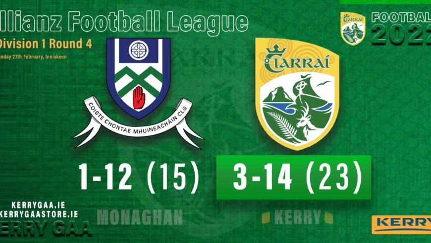 Fantastic win over Monaghan for Kerry Senior Footballers