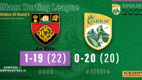 Kerry Hurlers to play Westmeath in AHL Div 2A Semi-Final after loss to Down