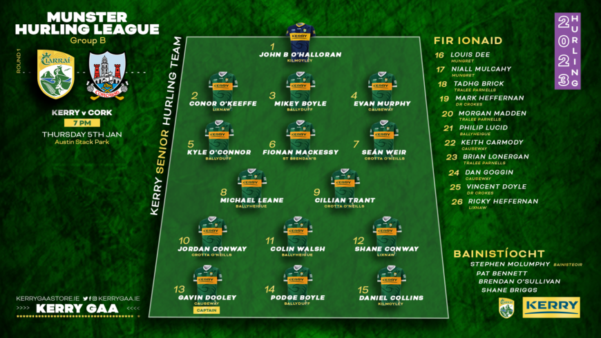 Team Announcement: Kerry vs Cork – Munster Hurling League